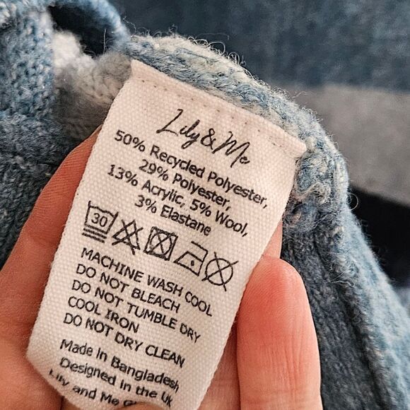 SOLD Lily & Me Blue and Black Abstract Sweater - Picture 4 of 5